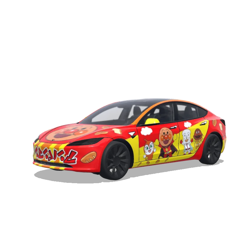 Tesla Model 3 (2024+) with a Anpanman Car wrap, 3D preview