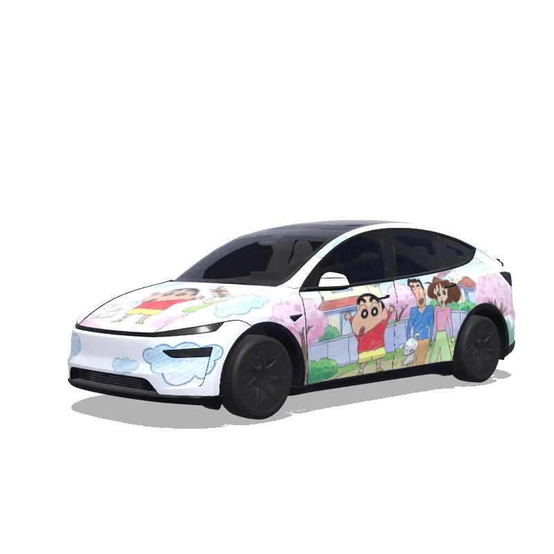 Tesla Model Y L with a Crayon Shin-Chan wrap, 3D preview