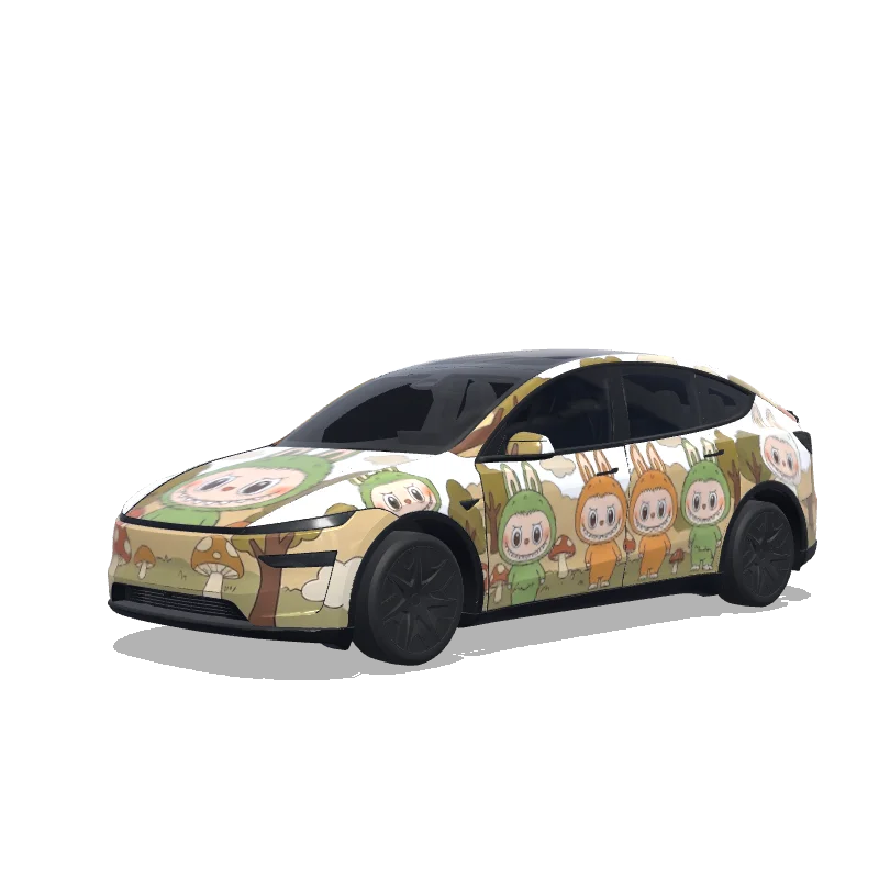 Tesla Model Y L with a Labubu Monster wrap, 3D preview
