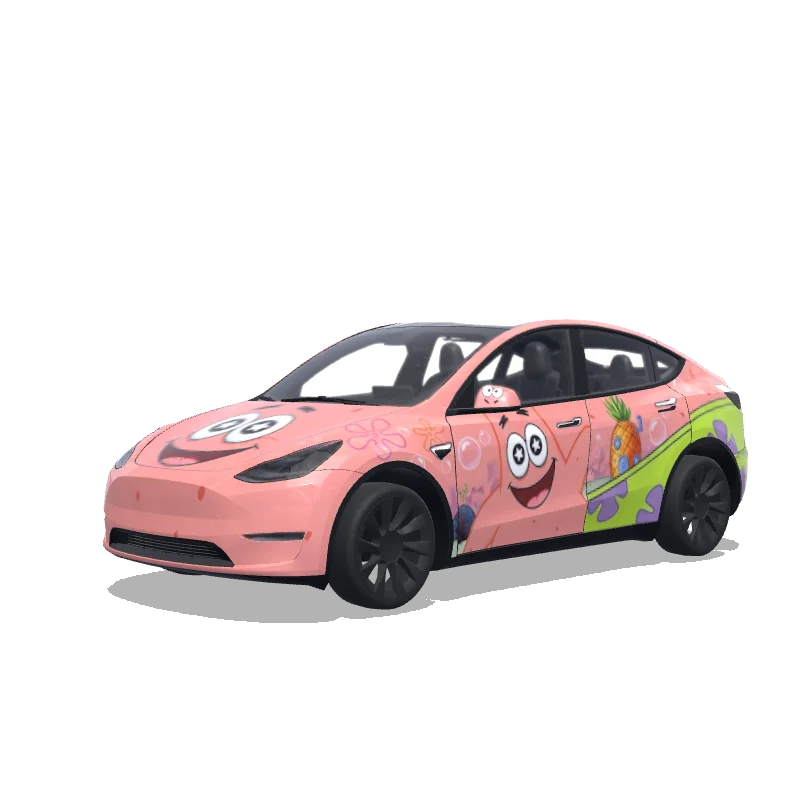 Tesla Model Y with a Patrick Star Bikini Bottom wrap, 3D preview