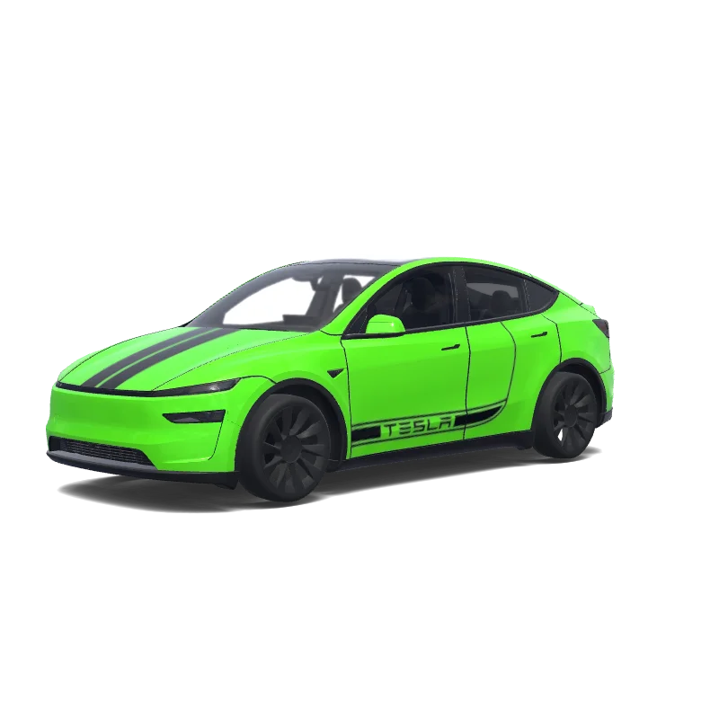 Lime Green with Black Stripes — Model Y (2025+) wrap